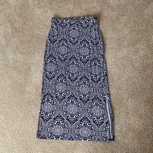 Navy Blue Printed Maxi Skirt